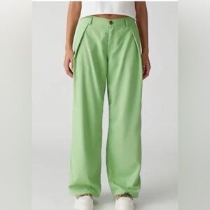 BDG Urban Outfitters The Eliza Wide Leg Lime Green Pants